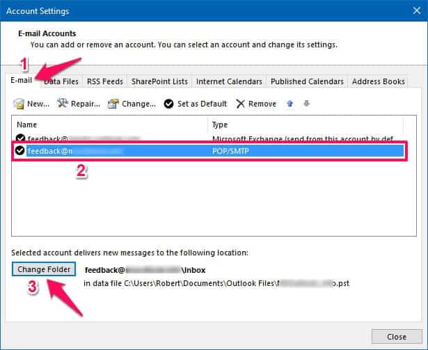 where are outlook data files windows 10